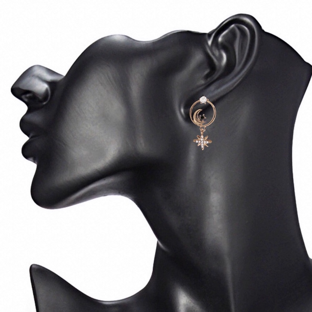 Any 2/$20! Gold/Crystal Moon/Starburst Earrings - Picture 4 of 7